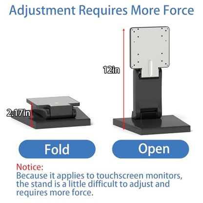 Adjustable Metal Folding Monitor Bracket for Touch Screen Desk Mount with VESA Hole 75x75mm&100x100mm All in Single PC Stand (Black)