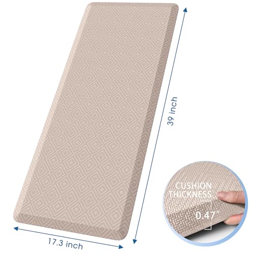 Mattitude Kitchen Mat Cushioned Anti-Fatigue Floor Mat Water Resistant Non-Slip Mats and Rugs Standing and Comfort Desk Mats for House Sink Office Laundry (Beige, 17.3"x39") - color: Beige, size: 39"L x 17.3"W x 0.5"Th
