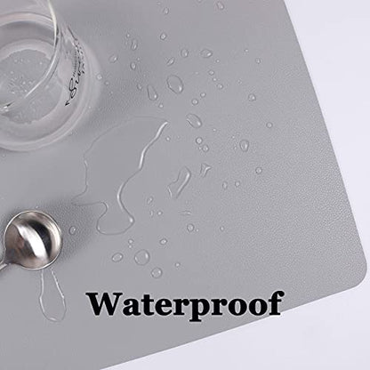 Wipeable Placemats Leather Table Mats Waterproof Heat-Resistant Easy to Clean for Dining Table Set Kitchen Table (4, Slate Grey) - color: Slate Grey, size: set of 4