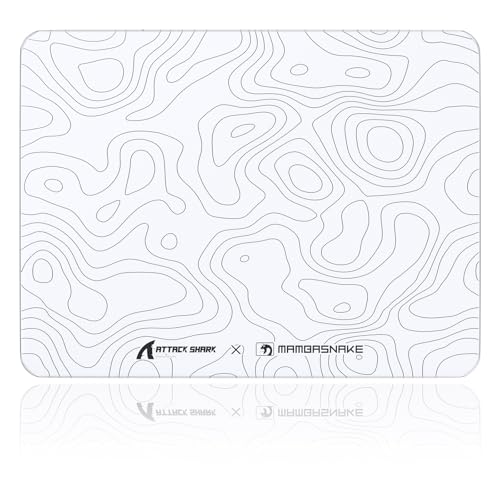 ATTACK SHARK CM05SE Glass Gaming Mouse Pad for FPS & Esports, Nano-Etched Tempered Glass Surface,Ultra-Smooth Low Friction Hard Mousepad,Waterproof Large Desk Mouse Mat for PC Setup,White Contour - color: White Contour