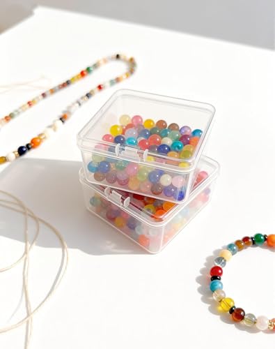 17 Pack Clear Plastic Storage Boxes with Lids,Beading Storage 3x3x1.4 Inches Square Organizer Containers for Small Parts, Crafts, Jewelry, SMT Components
