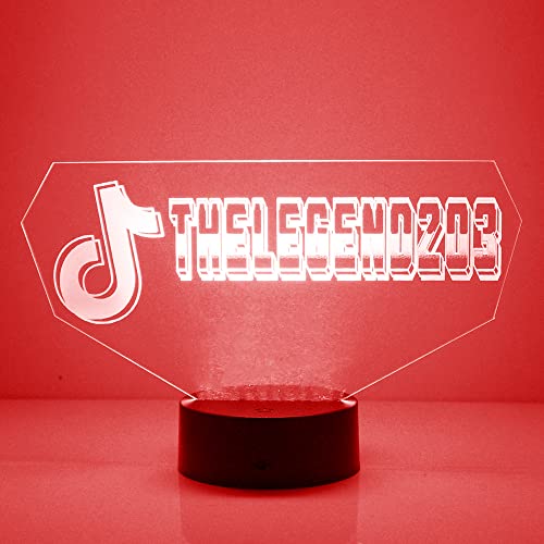 Personalized Gaming LED Sign Night Light Lamp with Remote, Custom Text, Acrylic Display with 16 Colors & 4 Modes, Battery or USB Power, Made in the USA (TT Influencer) - style: TikTok