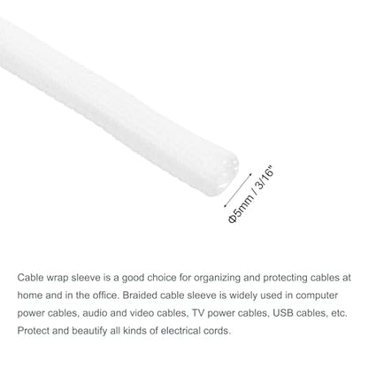 MECCANIXITY Split Sleeve Wire Loom 3/16" 9.84Ft White Self Wrapping Braided Sleeve UL94-V2 Fireproof PET Sleeving for Automotive, Home Cable Management - color: White, size: 3/16 Inch x 9.84Ft