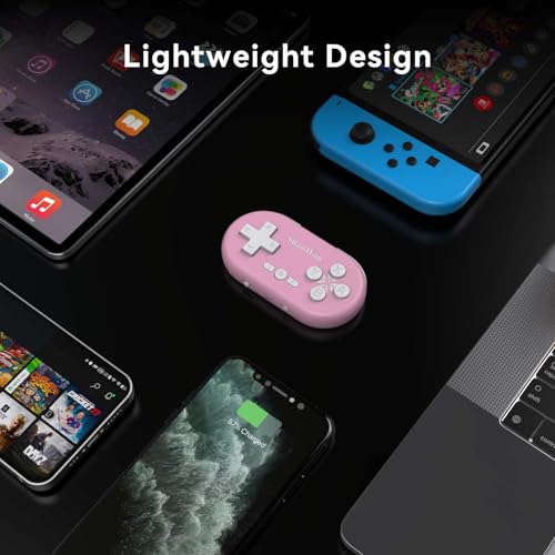 ShanWan Bluetooth Gamepad Keychain Sized Mini Controller for Switch, Windows, Android, iOS & PS4（pink ） - color: PINK