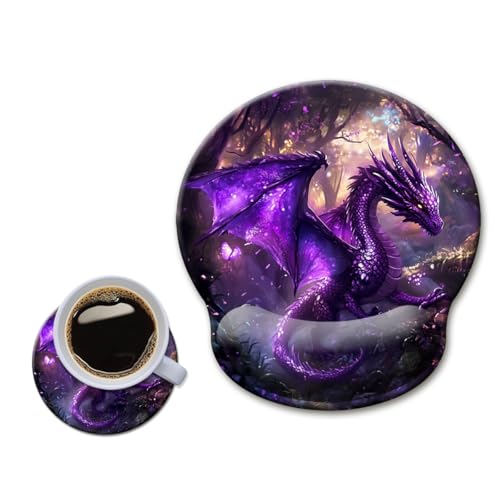 HOPONY Mouse Pad with Wrist Rest,Ergonomic Mouse Pads Wrist Support for Desk,Large Mousepad for Wireless Mouse Gaming Laptop Work Home Desk Accessories Office Supplies Decor,9 x 10 in,Purple Dragon - color: 2 Purple Dragon