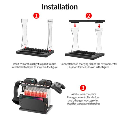 Game Storage Tower for Switch 2 Console,Game Disk Rack Controller Organizer Holder Stand for Switch 2