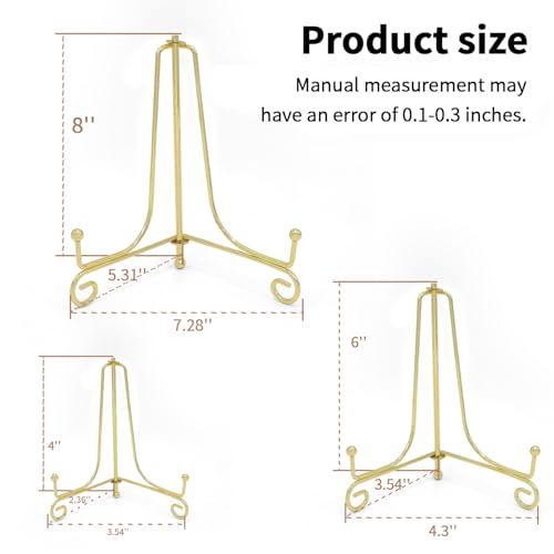 Iron Plate Stands for Display, Foldable Book Holder & Easel Stand for Sign, Versatile Poster Stand and Small Plate Stand for Home Decor, Art, Photo Frame, Card, Crystal Display (Gold, 4 6 8 inch (6Pcs)) - color: Gold, size: 4 6 8 inch (6Pcs)
