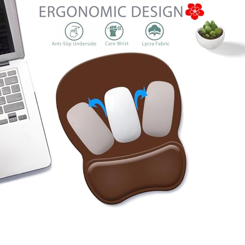 Ergonomic Mouse Pad with Wrist Rest, Comfortable Gel Concave Mouse Pad with Non-Slip Base, Pain Relief Mouse Pads with Smooth Wrist Support for Office & Home (Brown) - color: Brown