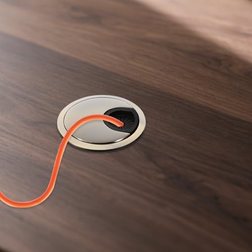 2 PCS Heavy Duty Zinc Alloy Desk Grommet, 60mm (2.36 Inch) Metal Cable Hole Cover for Wire Cord Management, Elegant Gold Wire Tidy Organizer for Home Office Computer Desks