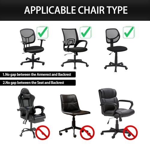Stretch Jacquard Office Chair Cover with Armrest Covers, Removable Washable Desk Chair Cover, Anti-dust Seat Cushion Protectors -Seat + Backrest, Black - color: Black, size: Chair Seat + Backrest + Armrest Cover