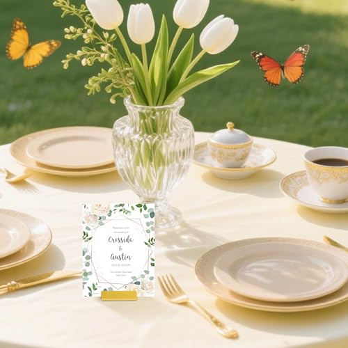 Urban Deco Table Card Holder Metal Place Card Holders Steel Card Holders for Photos, Food Signs, Memo Notes, Weddings, Restaurants, Birthday (Gold 24PK) - color: Gold 24pk