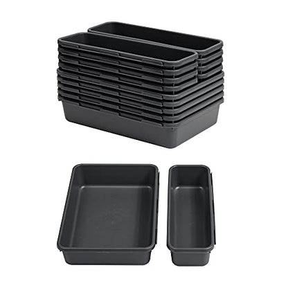 Gonice 13 PCS Drawer Organizer Tray, Interlocking Office Desk Drawer Storage, Black Plastic Organizer Bins for Office Supplies and Tools, Desk Drawer Organizer for Bathroom and Kitchen - size: 13 PCS black