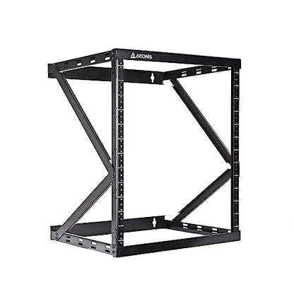 AEONS 12U 2-Post Wall Mount Open Frame 19-Inch IT Network Server A/V Equipment Rack 18” Depth 12-24 Threaded 150lbs Weight Capacity, Black - style: 12U-2Post