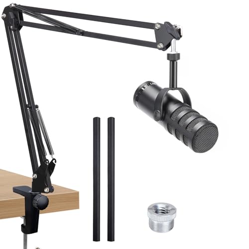 SUNMON Samson Q9U Mic Boom Arm - Compatible with Samson Mic, Includes 3/8" to 5/8" Screw Adapter Clip and Cable Sleeve