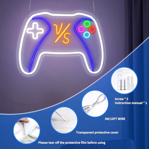 VS Gamepad Neon Sign - Dimmable USB Powered LED Light for Game Room/Teen Boy Bedroom Decor, Birthday Christmas Gift for Gamers - style: VS GamePad