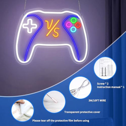 VS Gamepad Neon Sign - Dimmable USB Powered LED Light for Game Room/Teen Boy Bedroom Decor, Birthday Christmas Gift for Gamers - style: VS GamePad