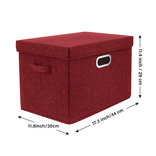 TYEERS Collapsible Storage Bins With Lids, Large Fabric Storage Boxes - 2 Pack - Red Wine - color: Red Wine, size: 2-Pack Large