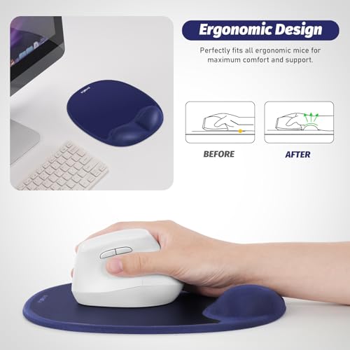 Ergonomic Mouse Pad for Vertical Mouse, Memory Foam (Midnight Blue) - color: Midnight Blue