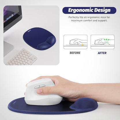 Ergonomic Mouse Pad for Vertical Mouse, Memory Foam (Midnight Blue) - color: Midnight Blue