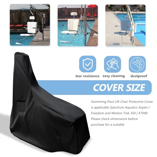 Pool Lift Chair Protective Cover,600D Waterproof Swimming Pool Lift Chair Cover for Spectrum Aquatics Aspen/Freedom and Motion Trek 350 | 47949 Series,Outdoor Pool Accessories,Black - color: Black, size: 69''Lx24''Wx88''H