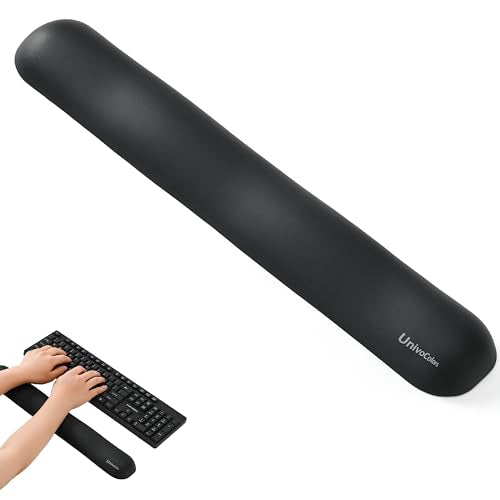 UnivoColors Design-Wave Keyboard Wrist Rest, Artificial Sheepskin+Memory Foam+Ergonomic+Anti-Slip Gel, Resilience Support During Work and Gaming,Keyboard Accessory,Black - color: Kr_black, style: Keyboard Wrist Rest