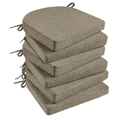 Basic Beyond Chair Cushions for Dining Chairs with Ties and Removable Cover, 2" Thick Seat Cushions for Kitchen Chairs, Set of 6, 17" x 16", Khaki - color: Khaki, size: 17"x16"x2"(Pack of 6)