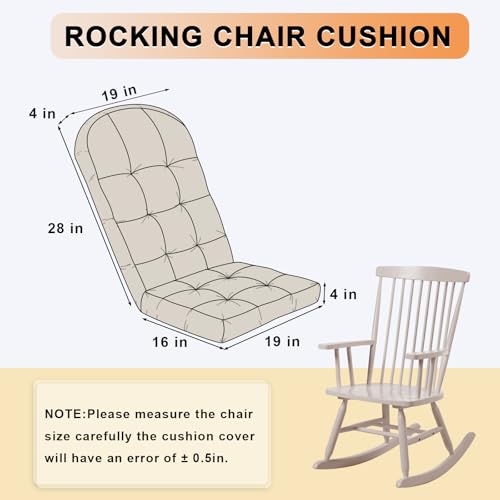 Rocking Chair Cushion - Soft Chenille Fabric Seat Pad with Tufted Design, Non-Slip Bottom and Secure Ties, for Nursery Glider, Adirondack and Indoor Rocker Chair, 44x19x4 Inch, Oyster White - color: Chenille | Oyster White