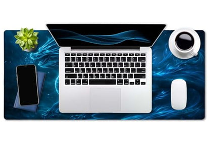 SSOIU Extended Mouse Pad, XXL Gaming Mouse Pads, Large Big Mousepad Laptop Computer Keyboard Mat Desk Pad with Non-Slip Base Stitched Edge for Gaming Office, 35.5 x 15.7 inch, Blue Dragon - color: Blue Dragon
