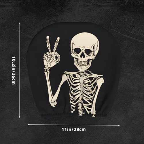 Dujiea 2 Pack Funny Skull Finger Car Headrest Covers, Universal Soft Car Seat Head Rest Protector, Vehicle Accessories Fabric Headrest Cover for Cars Vans Trucks - color: Funny Skull Finger