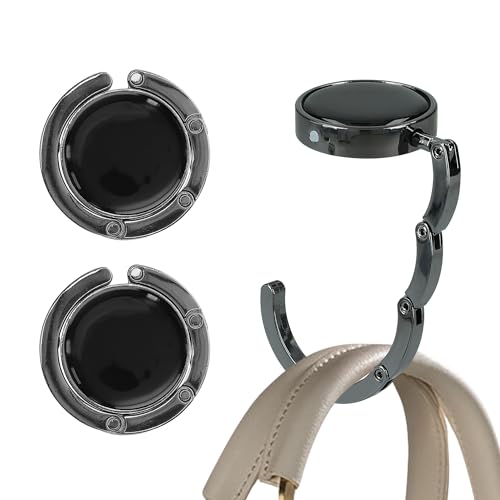kwmobile Purse Hook for Table - Set of 2 Purse Holder - Folding Handbag Hanger - Portable Bag Holder - Bag Hooks for Desk - Table Hook Dark Slate - color: Dark Slate