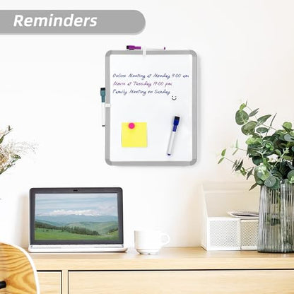 VUSIGN Small White Board Dry Erase, 14'' x 11'' Magnetic Dry Erase Board, Mini Whiteboard with Markers for Students, Fridge, Wall, Locker - color: C-sliver2 1 Pack