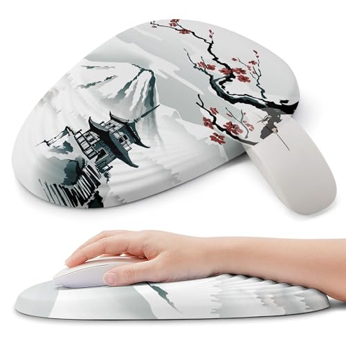 Ergonomic Mouse Pad with Wrist Support, Memory Foam Wrist Rest for Pain Relief & Carpal Tunnel, Non-Slip Base for Office, Computer, PC, Laptop (12x8x1.2inch, Fujisan Bright) - color: 03 Fujisan Bright