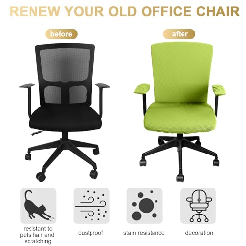 Tallew 4 Pcs Office Chair Covers Set Computer Universal Protective Stretchable Chair Seat Covers Desk Armrest Slipcovers Pads Office Cushion Backrest for Rotating(Lemon Green) - color: Lemon Green