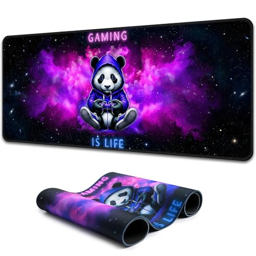 Blacklight Gaming Mouse Pad – UV Reactive Neon Panda Gamer Design, Glow in The Dark RGB Desk Mat, Smooth Precision Surface with Non-Slip Rubber Base for PC & Console Gaming - 31.5" x 11.8" - color: Panda