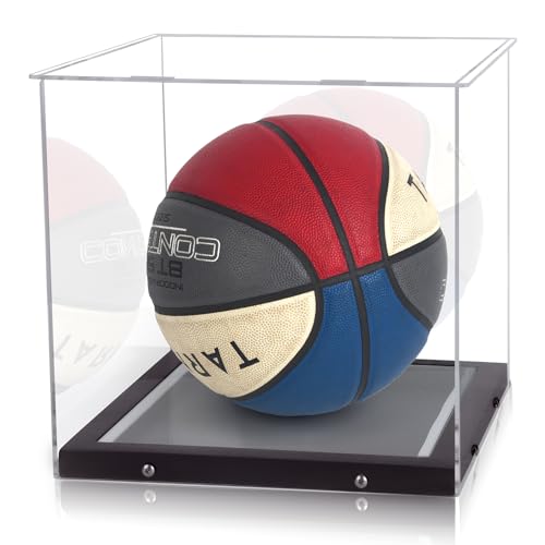 Basketball Display Case with LED Light Clear Acrylic Basketball Display Box, Display Holder for Autographed Basketball, UV Protection Dust Proof Memorabilia Display Case - size: 11.2"x11.2"x11"