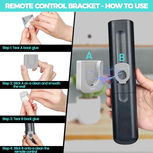 6-Piece Magnetic Remote Control Holder Wall Mount - Self Adhesive Suitable for Tv Backside as Well as Tv Fan and Air Conditioner Remote Controls - color: Gray