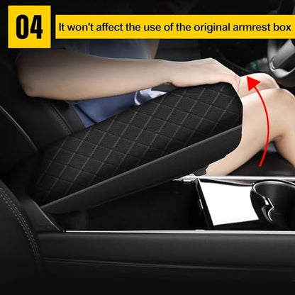 AOMSAZTO Center Console Cover Customized Armrest Cover Compatible with 2011-2019 Ford Explorer Soft Cozy Leather Arm Rest Covering for Car - color: black-1
