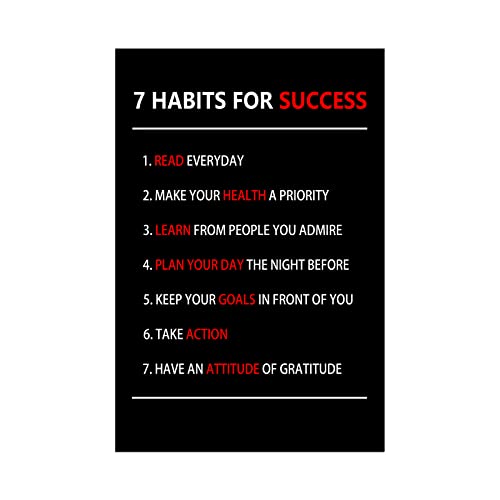 Motivational Wall Art 7 Habits For Success Inspirational Entrepreneur Quotes Canvas Painting Prints Poster Inspiring Office Decor Living Room Gym Decoration Framed Ready to Hang [12''W X 18''H] - color: Inspirational-13, size: 18"L x 12"W