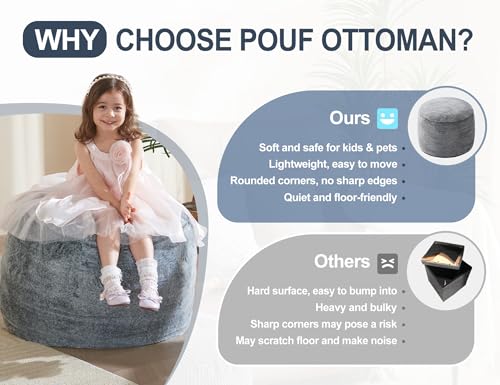 WSOFRLAC Pouf Ottoman Foot Rest 26"x18" Footstools and Ottomans Small with Filling Cream, Small Beige Ottoman Foot Rest Ivory Poofy Stool Soft Poofs/Ottomans Furniture Living Room Ottom Footstool - color: Beige, size: 26"D x 26"W x 18"H