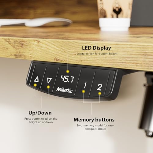 Agilestic 63 x 24 Inches Electric Standing Desk with 2 Storage Drawers, Stand Up Desk Adjustable Height, Sit and Stand Computer Table with Splice Board, Black - color: Rustic Brown, size: 63 x 24 Inches with 2 drawers
