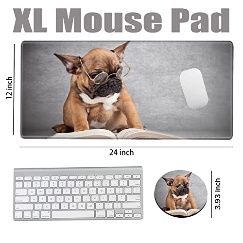 XL Mouse Pad Large 24x12 inch Dog Desk Mat Gaming Mousepad Long Desk Pad Big Computer Mat for Wireless Mouse Non Slip Work Laptop - color: Dog, size: 24''X12''
