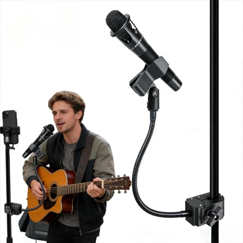 Microphone Stand Arm Gooseneck11.8”/30cmMic Stand Desk With Adjustable Mic Clip & Super Crab Clamp,Desk/Pole Mount Compatiblewith Shura/Fifina/AT2020/Pyla/Blua Snowbell/Rezer