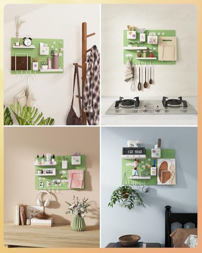 Metal Pegboard Kit — Carbon Steel Pegboards with 26 Accessories, Pegboard Wall Organizer for Home, Office, Study Room, Kitchen, Craft Room & Gaming Setup— 24″ × 16″ Green Peg Board - color: Green