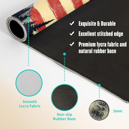 Extended Gaming Mouse Pad, Large Mouse Mat 3 mm Nature Rubber Base Mousepad with Stitched Edges, Non-Slip Desk Mat for Office Home Great Gift 31.5x11.8 Inch (USA Flag 3) - color: USA Flag 3