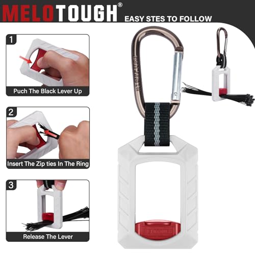 Melotough Zip Tie Organizer Band,Zip Tie Holder,Reusable,Cable Tie Bracket for Multi-Purpose Indoor and Outdoor Use,White,1Pcs - color: White