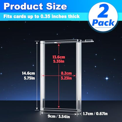 2 Pack Graded Card Display Case Compatible with PSA Graded Cards, Acrylic Card Sleeves Display Frame Wall Mount Slab Protector for Trading, Sports, Game Cards