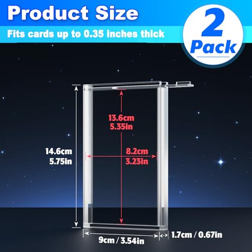 2 Pack Graded Card Display Case Compatible with PSA Graded Cards, Acrylic Card Sleeves Display Frame Wall Mount Slab Protector for Trading, Sports, Game Cards