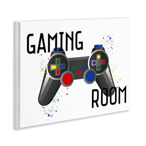 Stupell Industries 'Gaming Room Modern Controller'| Wall Plaque Art | Stupell Industries | 14 x 11 Inches, Easy to Hang and Sturdy, Made in USA, by Kim Allen - size: 14"L x 11"W