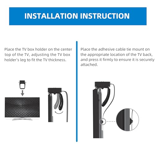 Universal Cable Box Mount & TV Top Shelf - No-Tool Apple TV Wall Mount Alternative, Holder & TV Shelf for Cable Box - Discreet Behind TV Shelf for Box streming Device and Apple TV 4K (Universal)
