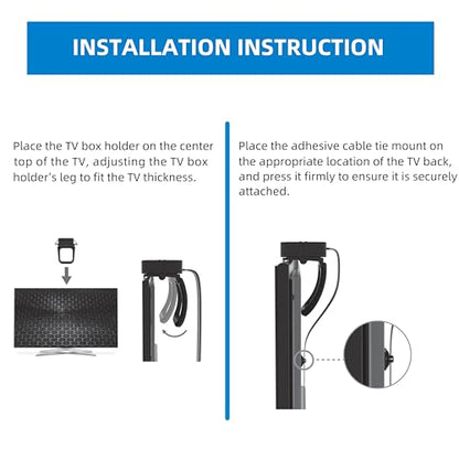 Universal Cable Box Mount & TV Top Shelf - No-Tool Apple TV Wall Mount Alternative, Holder & TV Shelf for Cable Box - Discreet Behind TV Shelf for Box streming Device and Apple TV 4K (Universal)